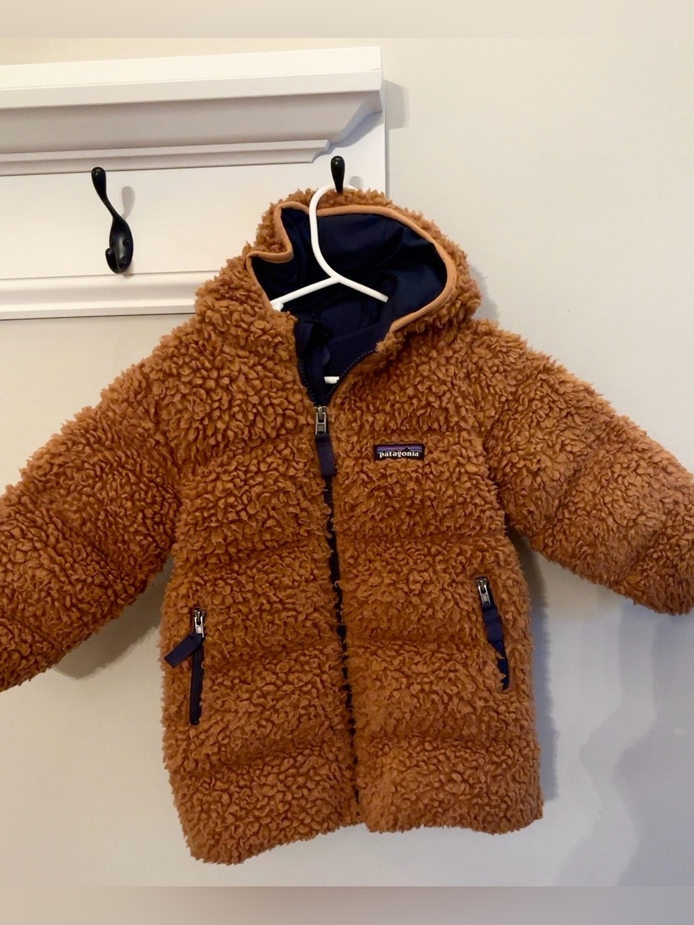 Patagonia Baby Recycled Hi-Loft Parka 2T Umber Brown Sherpa Down Coat